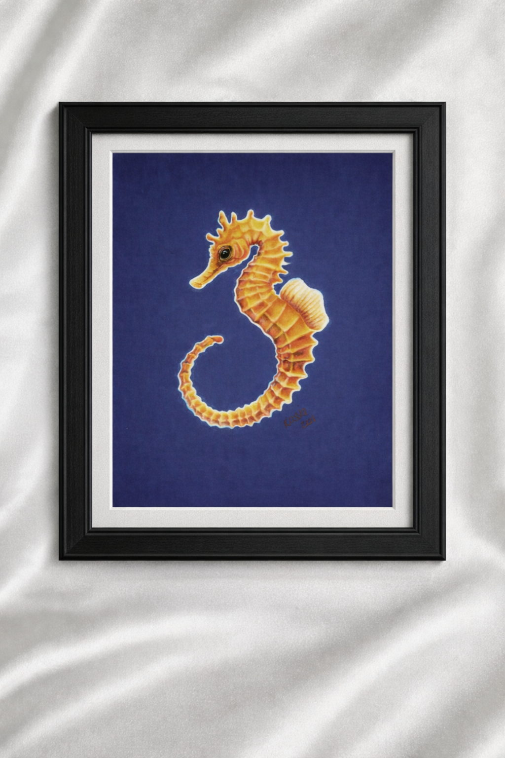 Blue Pacific Seahorse artwork by Kassandra Hogan