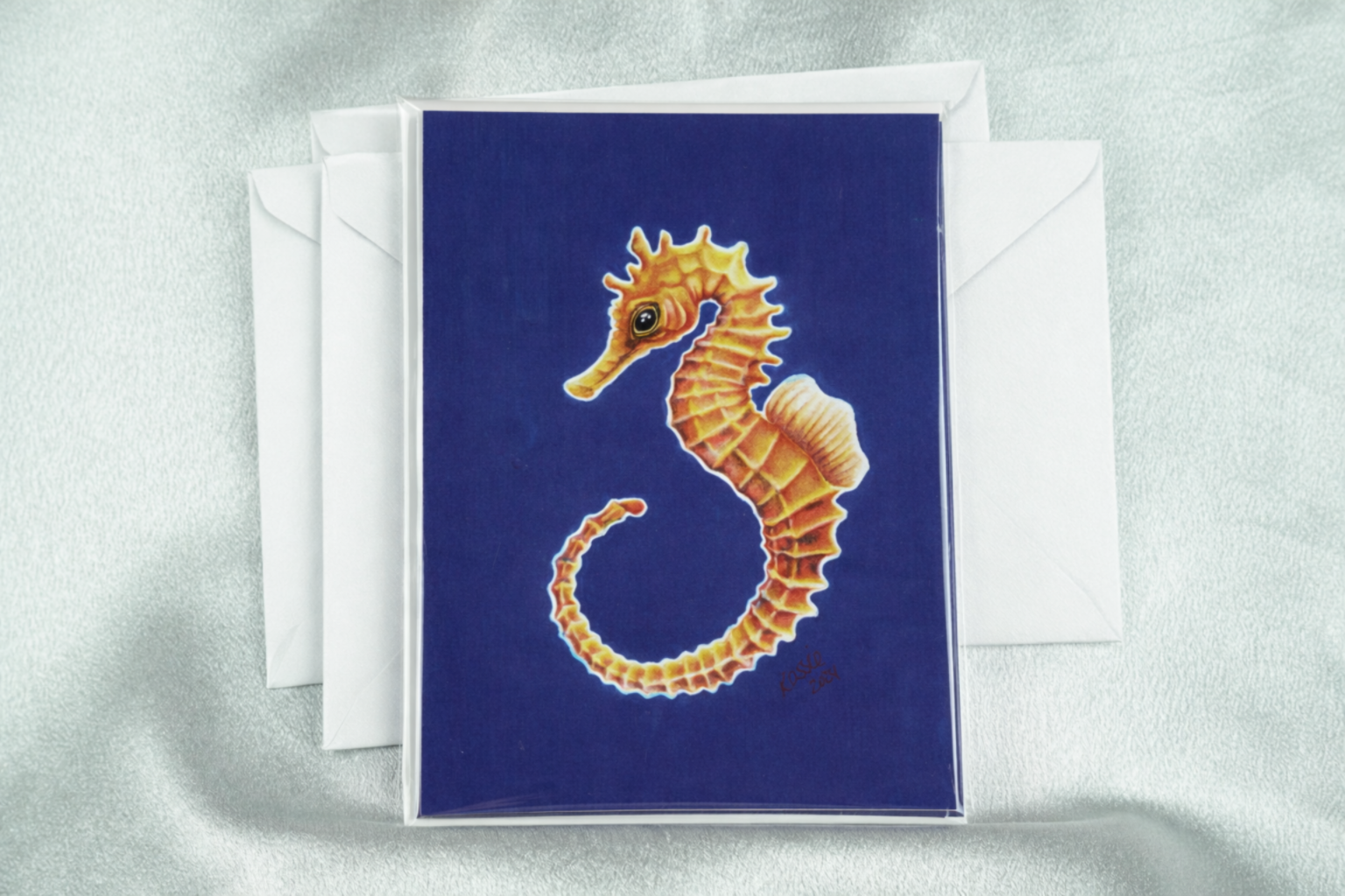 Blue Pacific Seahorse notecard presentation