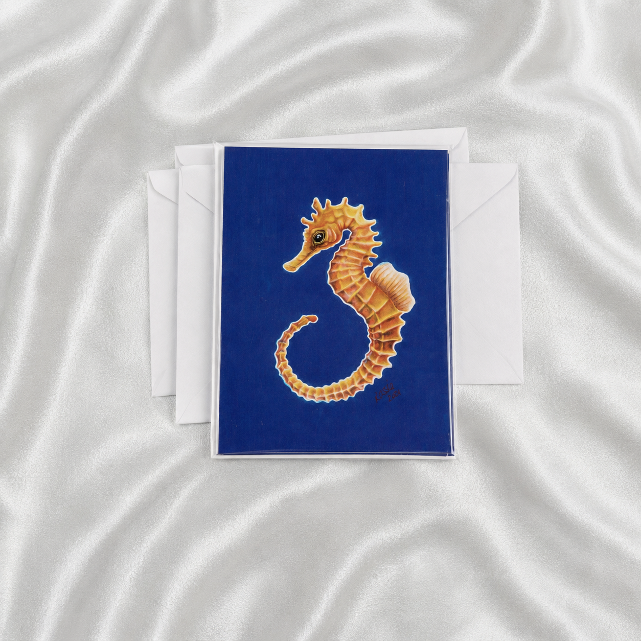 Blue Pacific Seahorse notecard presentation